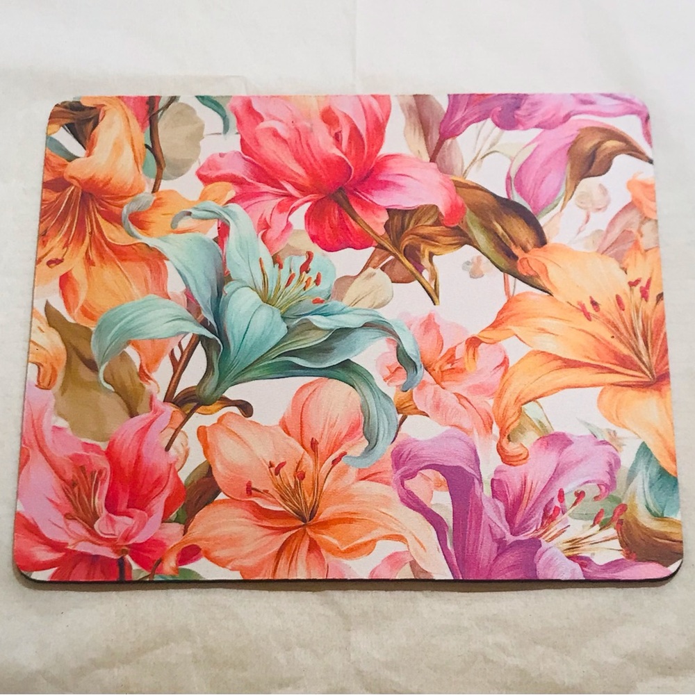 Vibrant Floral Summer Flowers Mousepad Office Decor Desk Mat